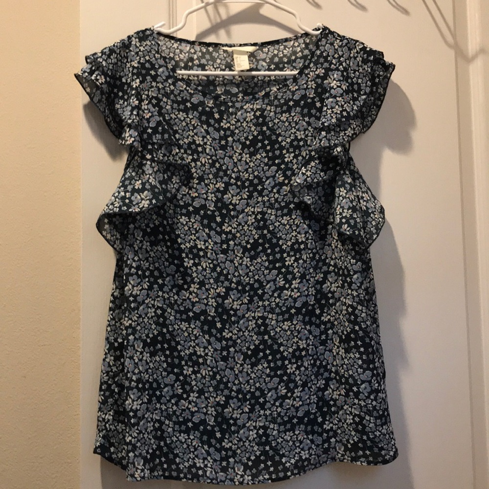 H&M Floral Short Sleeve Top Size 6